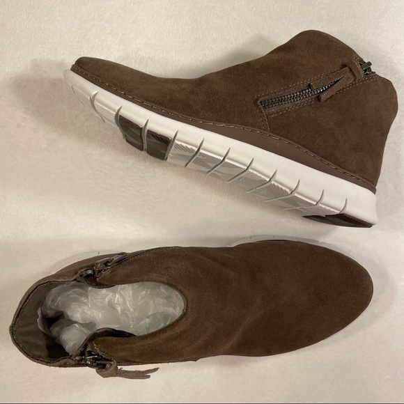 Vionic Shoes - NWOB Vionic Fresh Dylan Taupe Brown Suede Leather Zip-Up High-Top Sneakers Sz 8